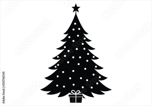 Christmas Tree with Gifts Silhouette