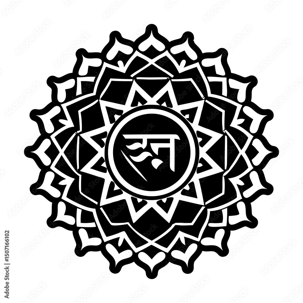 A glyph style icon of mantra A glyph style icon of mantra