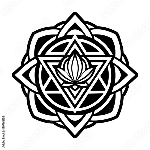Water lily icon in solid style