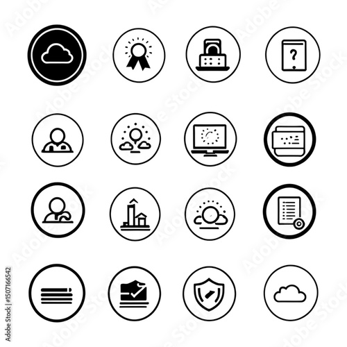 UIとクラウドサービスの丸型アイコンセット｜Circular UI and Cloud Service Icons