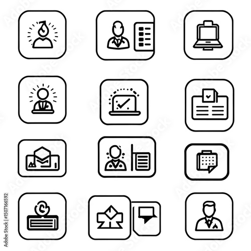 コミュニケーションとオフィス関連の吹き出しアイコン｜Speech Bubble Office Icon Set