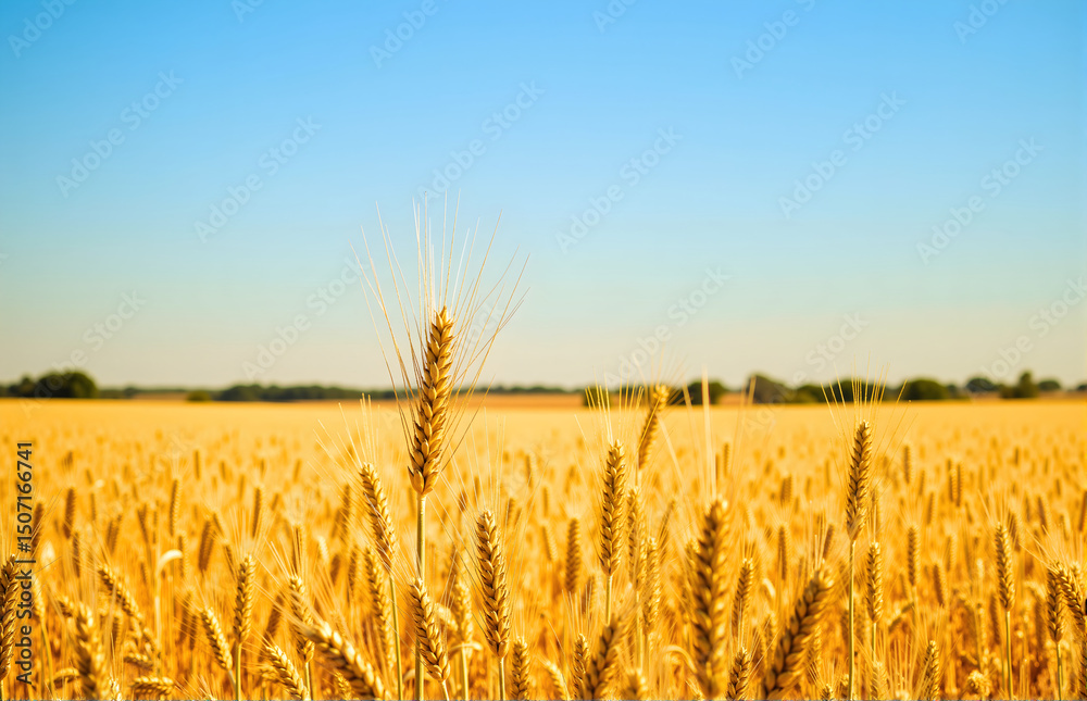 Naklejka premium Golden Wheat Field under the Sun