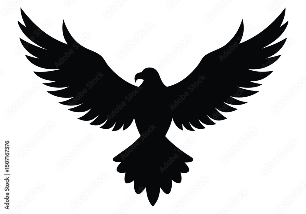 Obraz premium Eagle Flying with Spread Wings Silhouette