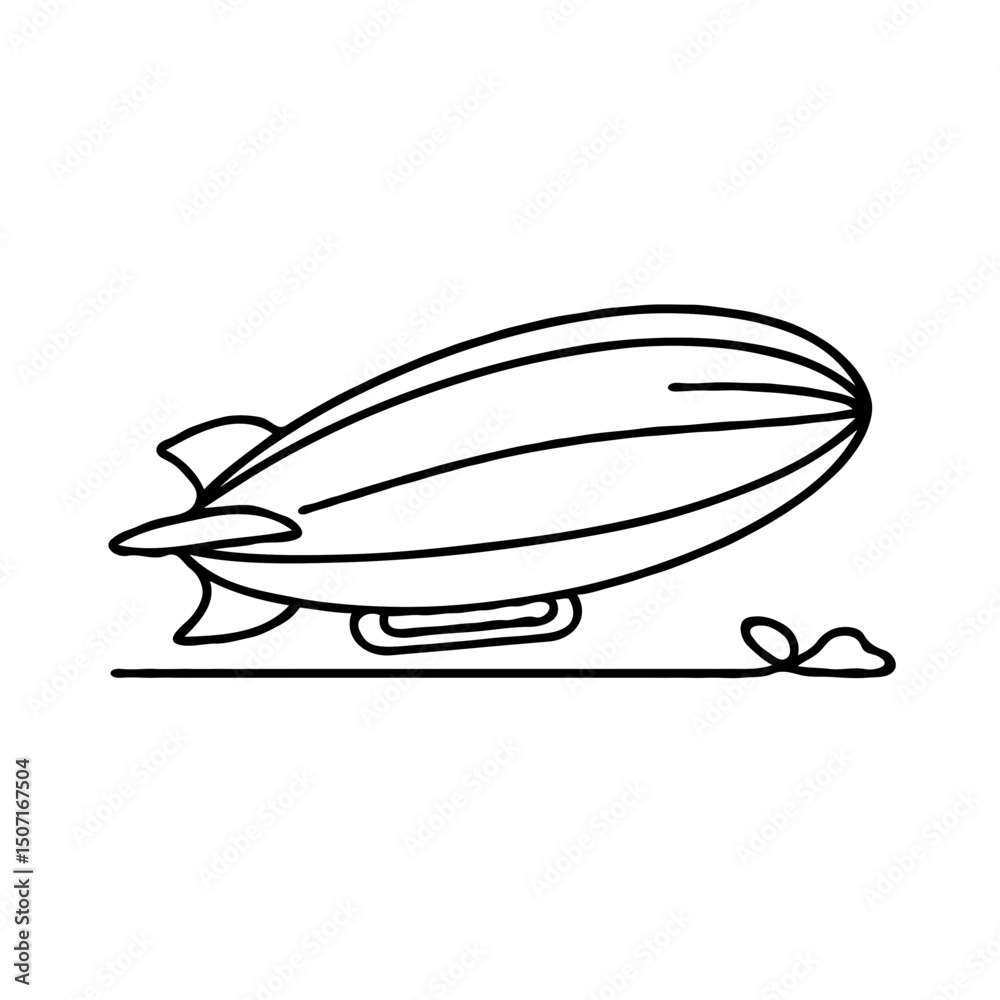 Fototapeta premium Outline of a vintage airship on a minimalistic background 