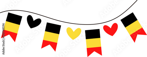 Paper garland in national Belgium colors. icon Patriotic celebration for Belgium day and holiday.