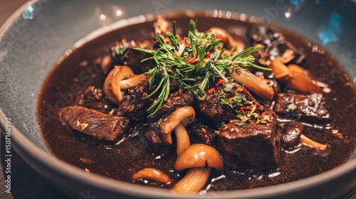 Rustic Reindeer Stew with Mushrooms and Vegetables photo