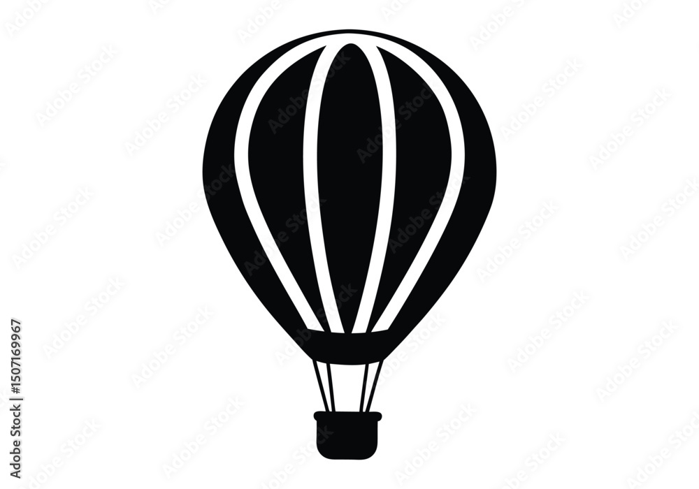 Naklejka premium Hot Air Balloon silhouette on white background