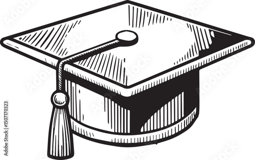 Black and White Graduation Cap Icon
