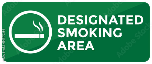 Designated Smoking Area Sign Green Rectangle with Cigarette Icon