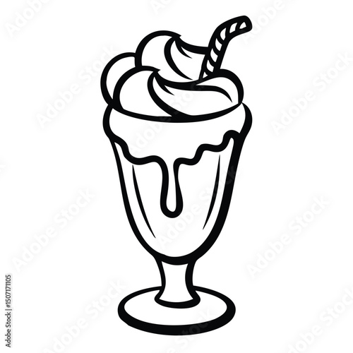 Minimal Ice Cream Sundae Vector Icon.