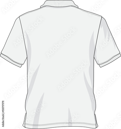 Blank White Polo Shirt Template Back View Illustration