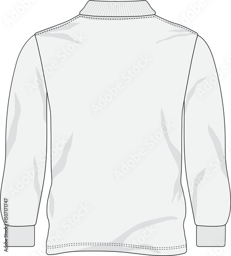 Long Sleeve Polo Shirt Template Back View Design