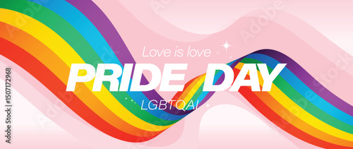Happy Pride month background vector. LGBTQ community symbol with rainbow, pride flag, heart. Design for celebration, bisexual, transgender, Party poster, rights, ads.