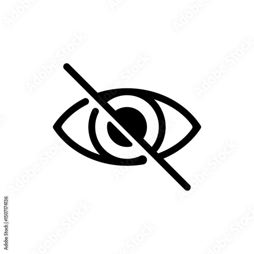 Sensitive content, censored icon in rounded corner. Hidden eye sign symbol