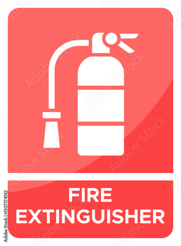 Fire Extinguisher Safety Sign Red Icon Graphic