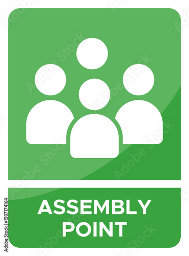 Green Assembly Point Sign  Meeting Location Icon for Emergency Situations