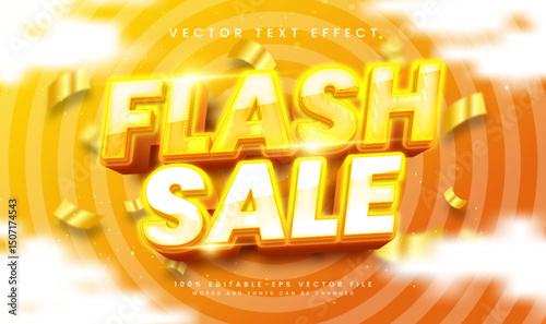Flash sale 3d editable vector text effect. Modern theme,  suitable for promotion product sale.