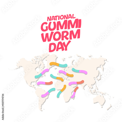 Vector graphic of National Gummi Worm Day for National Gummi Worm Day celebration.