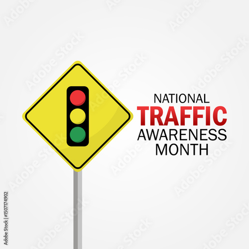 Vector graphic of National Traffic Awareness Month for National Traffic Awareness Month celebration.
