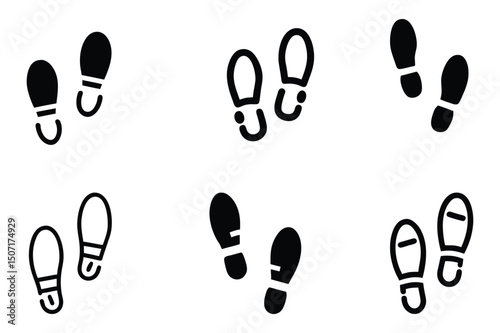  Set of shoe footprints icon vector illustration on white background.
