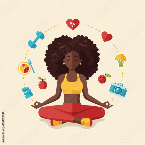 Self care personal health habits combination for wellness person concept