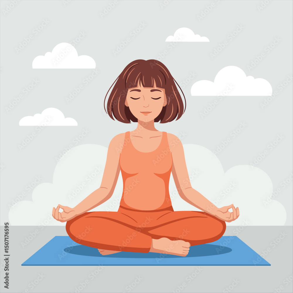 custom made wallpaper toronto digitalWoman Meditating Sitting in Lotus Posture