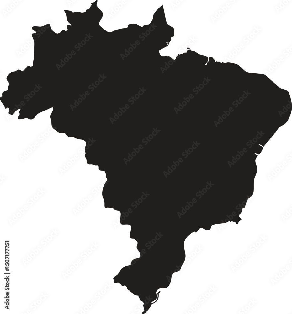 Obraz premium Brazil black map silhouette vector style with white background