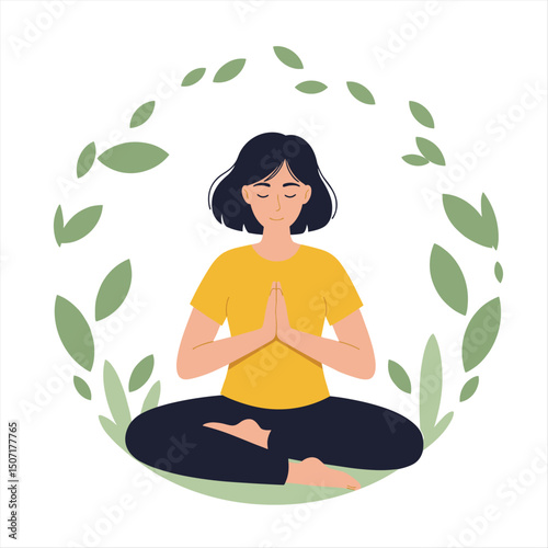 Woman Meditating Sitting in Lotus Posture