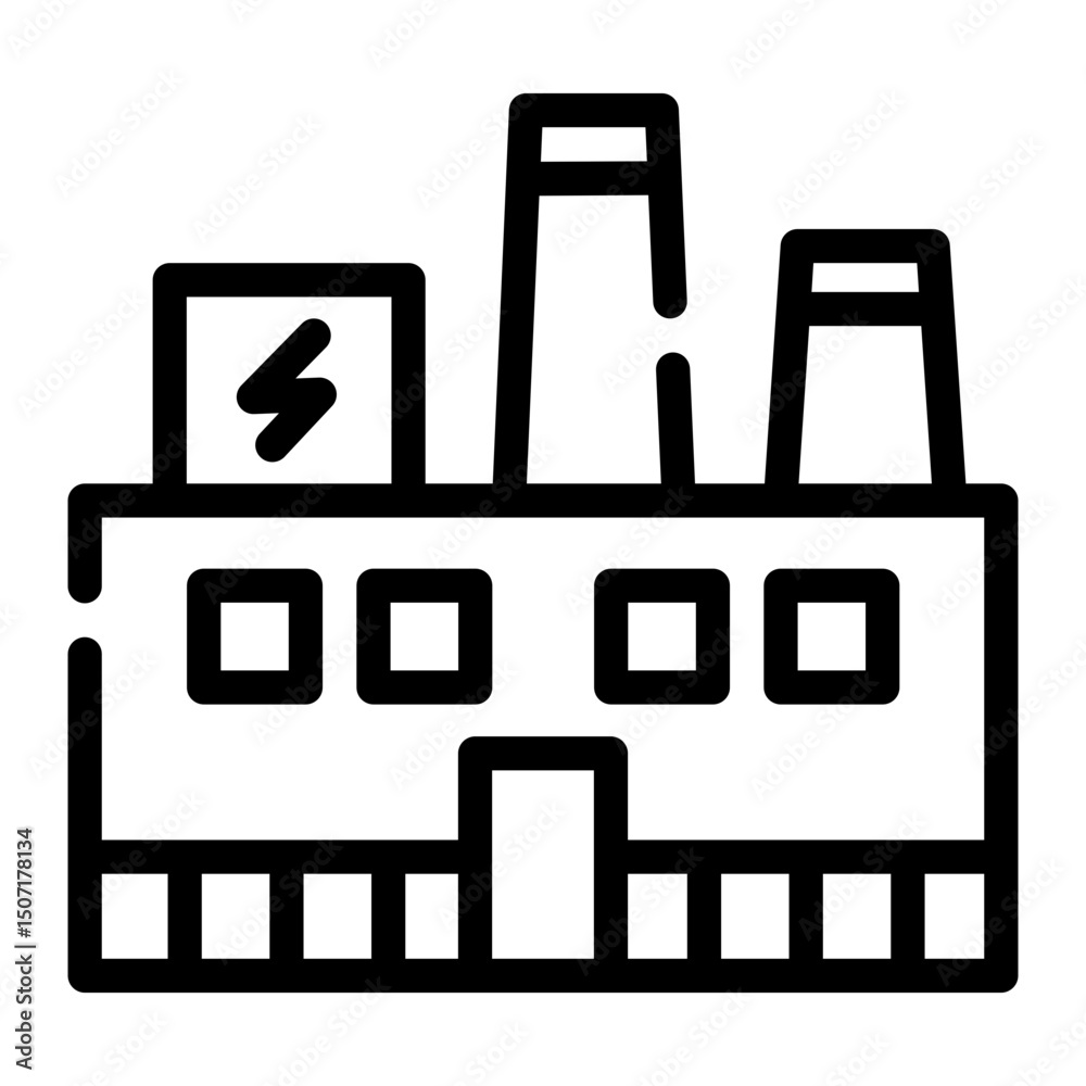 Power Plant Vector Illustration – Minimal Industrial Energy Building Power Plant Vector Illustration – Minimal Industrial Energy Building
