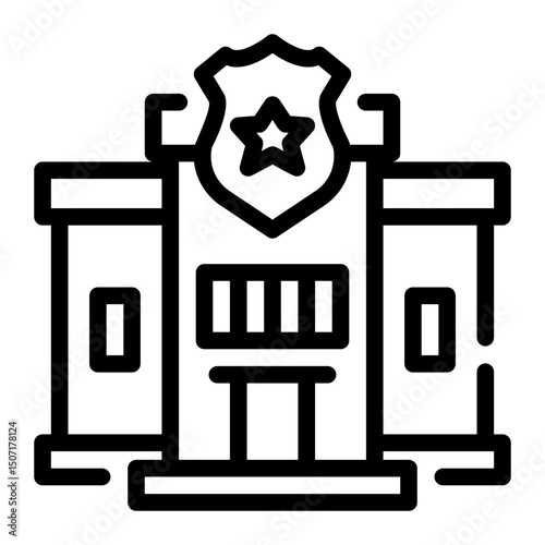 Police Station Vector Illustration – Minimal Urban Law Enforcement Building	