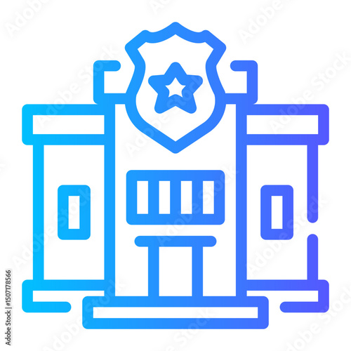 Police Station Vector Illustration – Minimal Urban Law Enforcement Building	