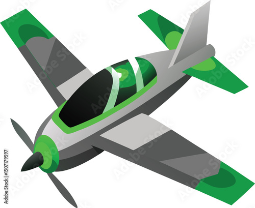 Colorful Light Twin Aircraft Vector Set – 8-Seater Propeller Airplanes, Travel, and Editorial Design