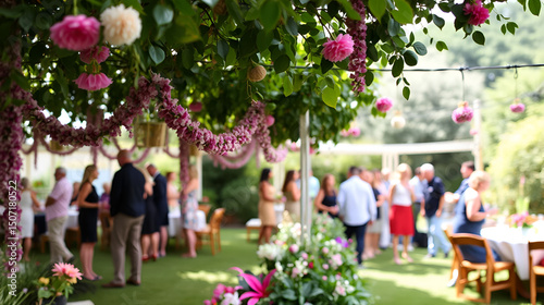 Garlands at garden party