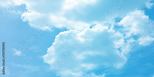 The blue sky and white clouds air indicate pure and fresh, bright weather canvas splashed with  store,m focusing on the clouds, a sunny day 