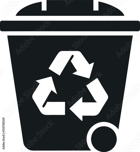 Silhouette of a recycle bin icon, which represents a container for collecting recyclable materials