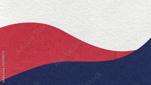 Abstract paper background with wavy red, white, blue layers. Cardboard template with copy space for banner, presentation
