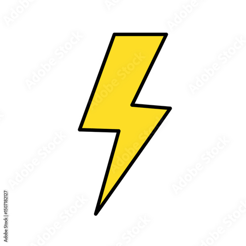 Free Download Simple lightning bolt icon drawing vibrant electric yellow thick black outlines vector - GFXLoad
