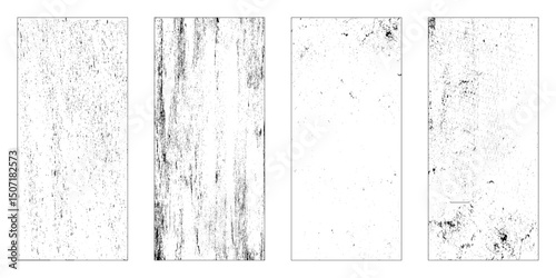 Set of monochrome texture background.  Concrete overlay black and white texture. Vector grunge set. 