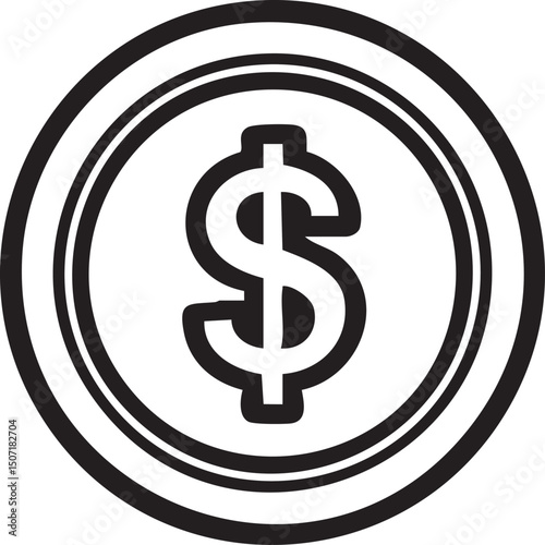 Gold dollar currency symbol on a 3D metal button, illustrating finance and market wealth