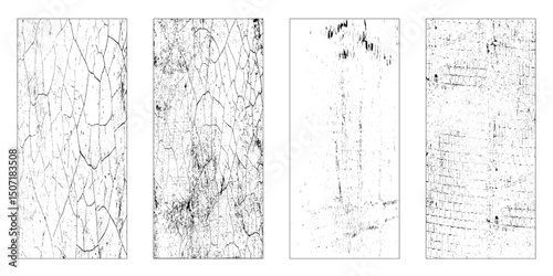 Collection of 4 grunge dust wall texture. Vector illustration.