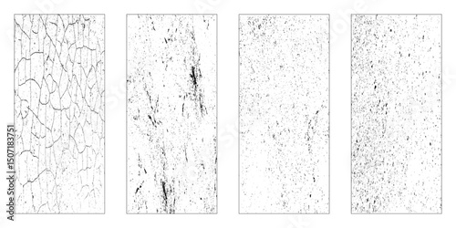 Collection of 4 grunge dust wall texture. Vector illustration.