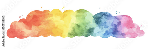 Watercolor rainbow color powder cloud with soft blended edges in flat minimalist vector style for creative design background or decoration