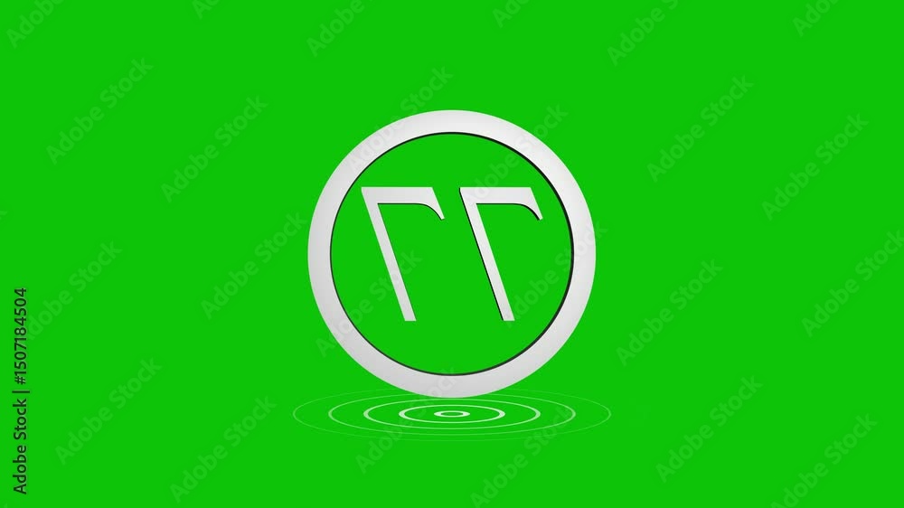 Animated number seventy seven logo on green screen with water ripple effect