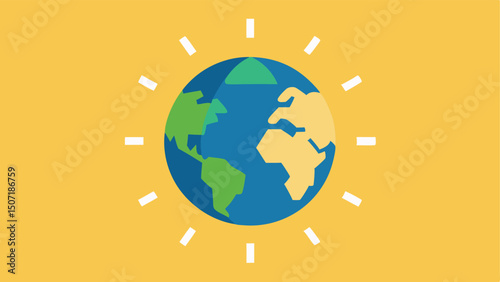 Earth and Recycling Symbol The globe with a recycling symbol wrapped around it with rays of sunshine representing global sustainability and environmental care.