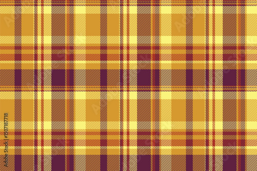 Invite vector textile tartan, magazine texture background pattern. Colour check plaid seamless fabric in golden orange and pink colors.