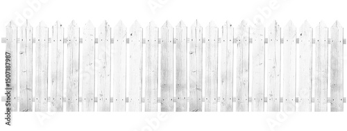 New white wooden fence isolated on transparent background.