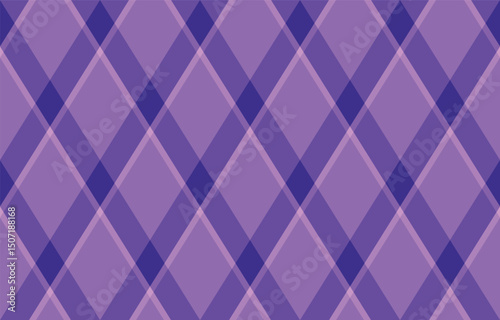 Argyle pattern of geometric rhombus. Harlequin check wallpaper design. Classic diamond shaped textile material for web background, print fabric clothing, sweater, wrapping paper, gift card, invitation