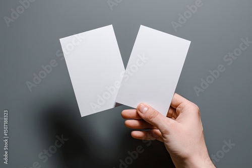 Blank cards held in hand