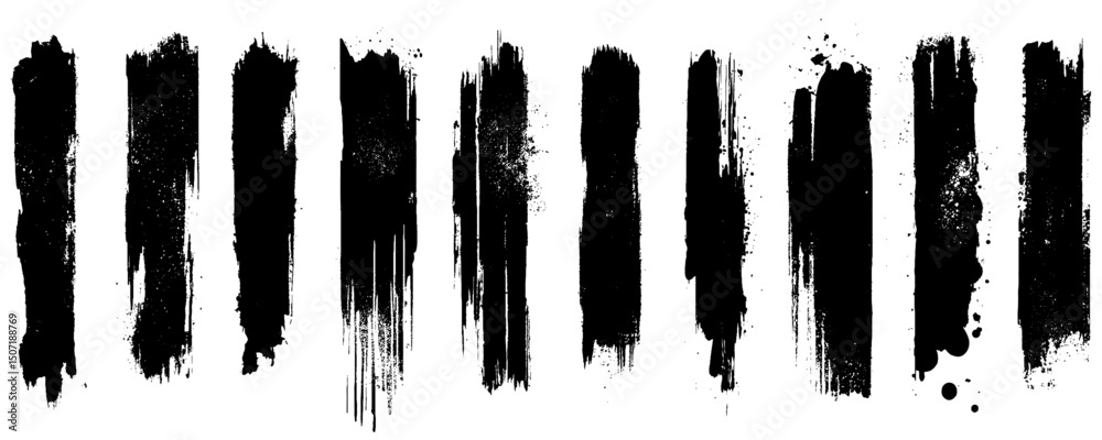 Grunge brush strokes, lines, ink smudges, hand-drawn scribble shapes. 