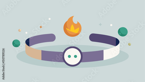 Meditation Guide Bracelet A soothing bracelet adorned with small peaceful symbols like a yinyang and incense coupled with a soft glow alert for meditation reminders.